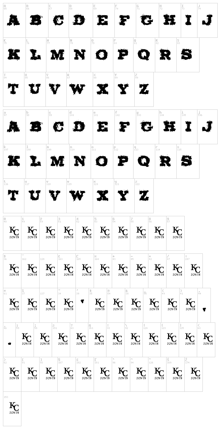 Ol' Cowboy font map